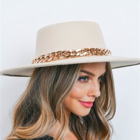 Chain Detailed Fall Winter Hat - ivory ( more colors available ) - Picture 4 of 7